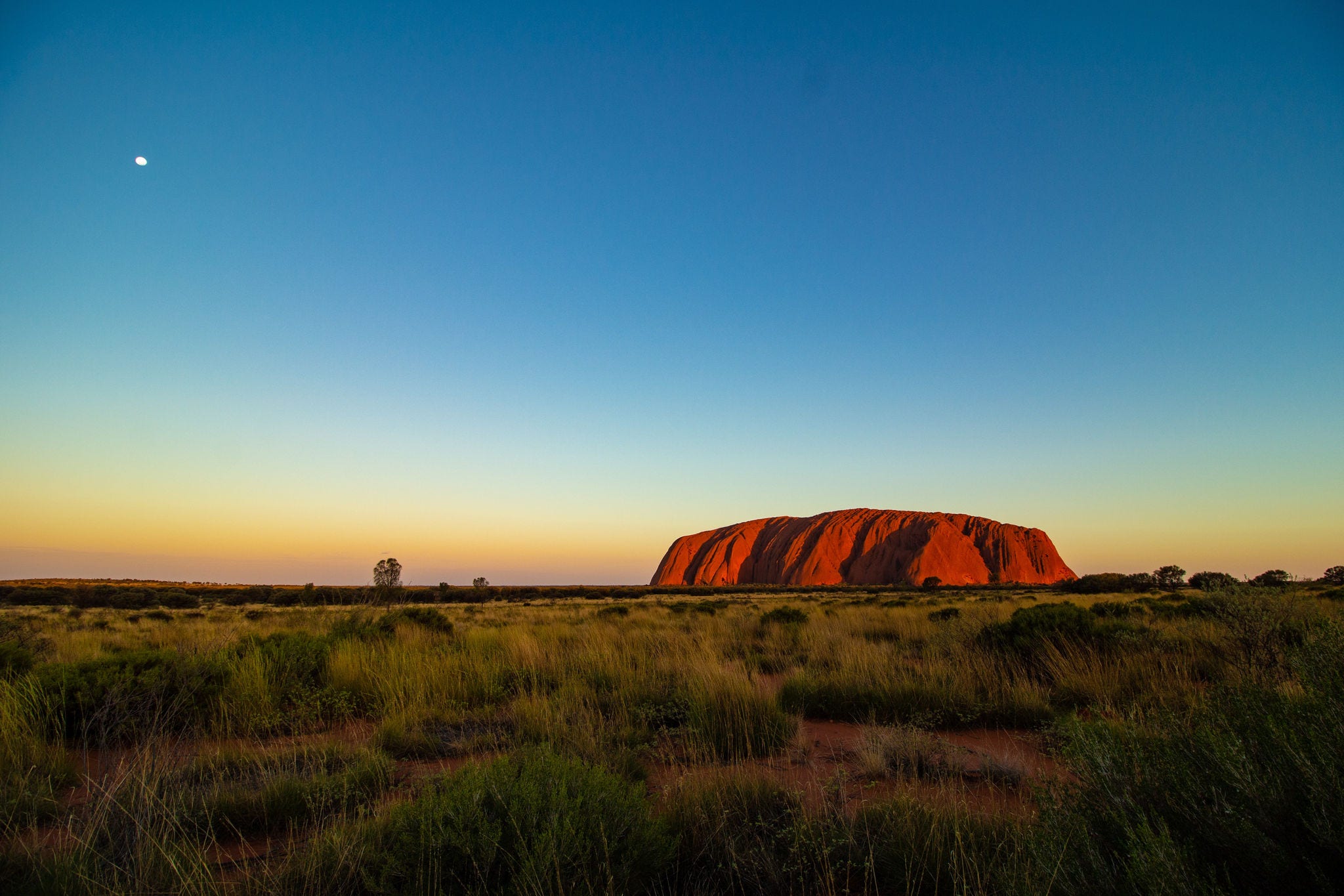 Uluru at twilight.